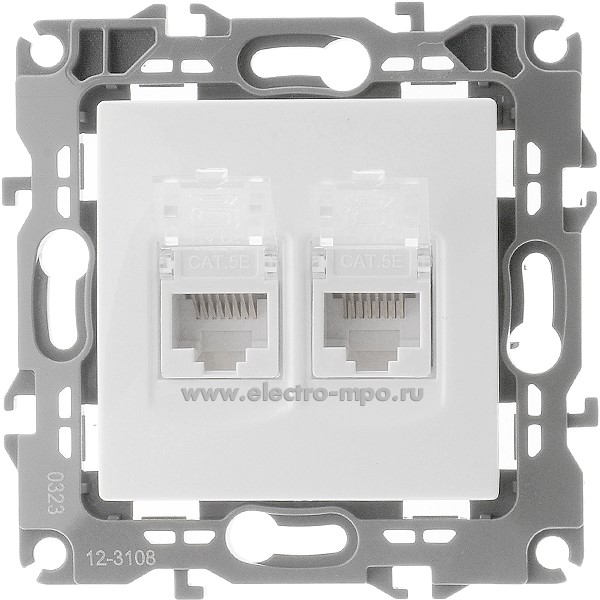 Ю3022. Механизм Эра12 12-3108-01 Б0014729 розетки 2хRJ45 компьютерная двойная с/п белый (Эра)