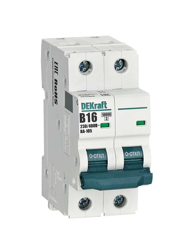 А01. Автоматический выключатель ВА-105 13117DEK P 16A х-ка B 10кА (DEKraft)