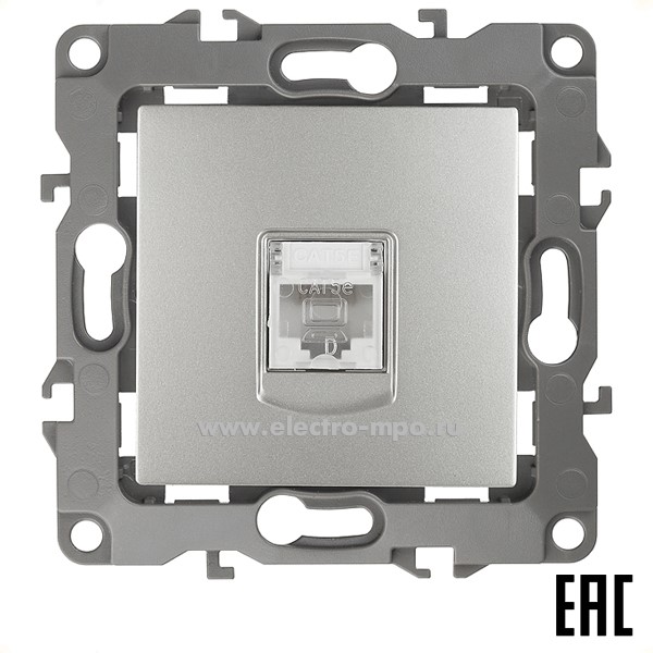 Ю3119. Механизм Эра12 12-3107-03 Б0014725 розетки RJ45 компьютерная с/п алюминий (Эра)