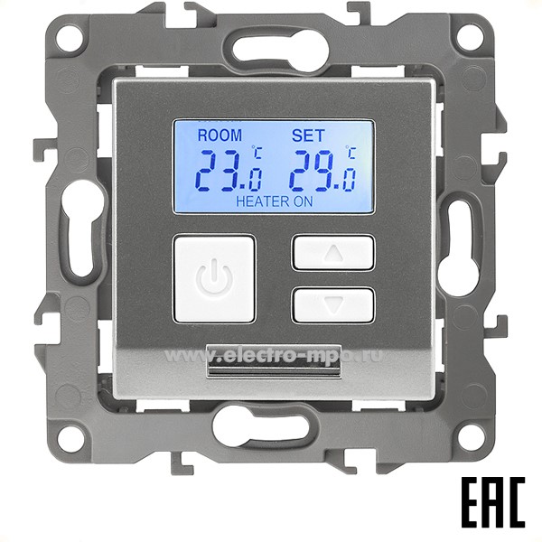 Ю3126. Механизм Эра12 12-4111-03 Б0031273 терморегулятора универс. 16А с/п алюминий (Эра)