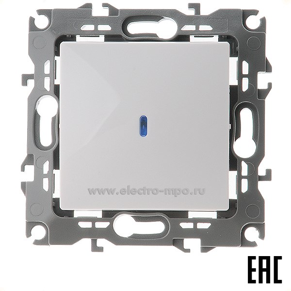 Ю3006. Механизм Эра12 12-1102-01 Б0014633 выключателя с подсветкой 1 кл. с/п белый (Эра)