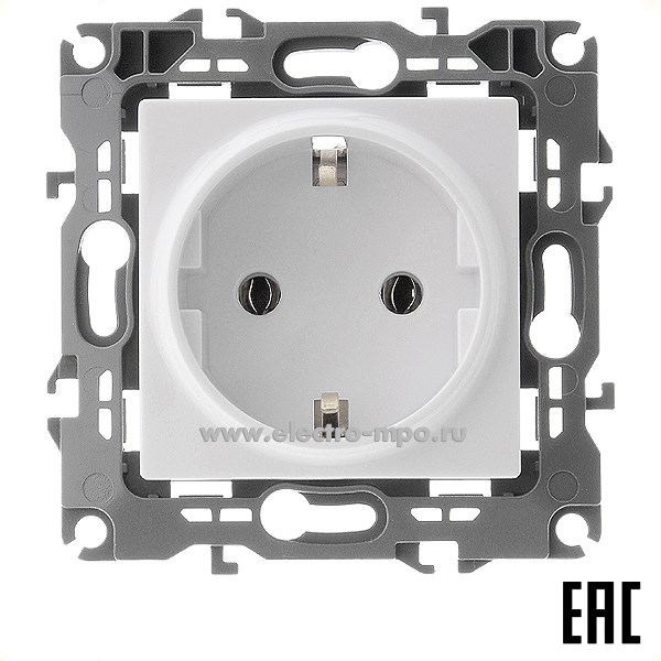 Ю3010. Механизм Эра12 12-2111-01 Б0029236 розетки "евро" винт. зажим с/п белый (Эра)