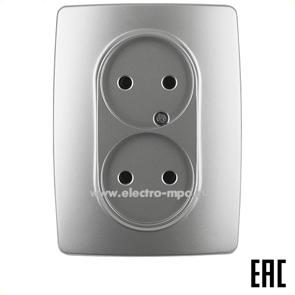 Ю3115. Розетка Эра12 12-2107-03 Б0031240 двойная безвинт. зажимы с/п алюминий (Эра)