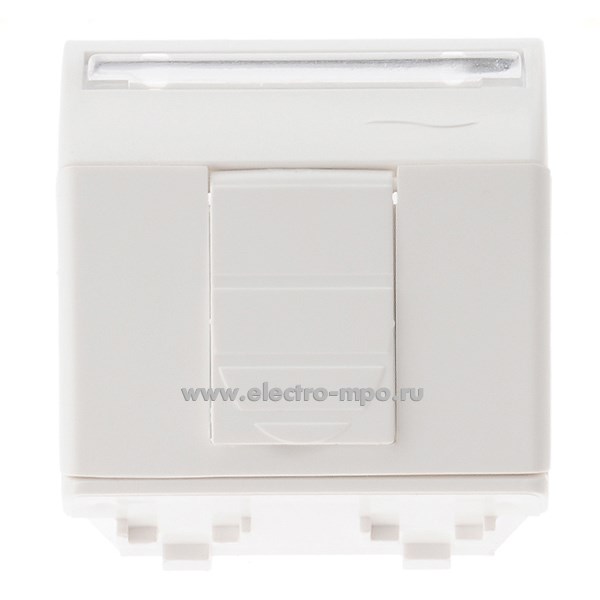 Ю1853. Механизм Brava 76451B розетки компьютерной 1 вход 8 конт. RJ-45 кат.6 2 мод. с крышкой белый (ДКС)