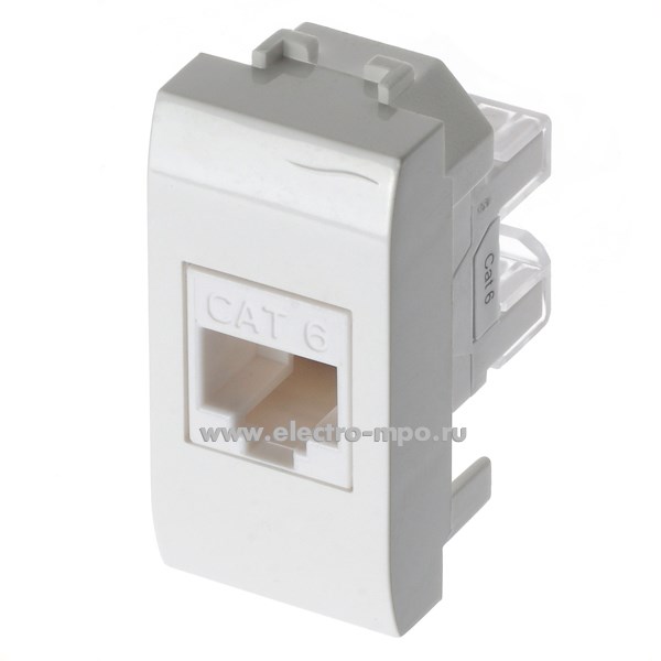 Ю1855. Механизм Brava 76458B розетки компьютерной 1 вход 8 конт. RJ-45 кат.6 1 модуль белый (ДКС)