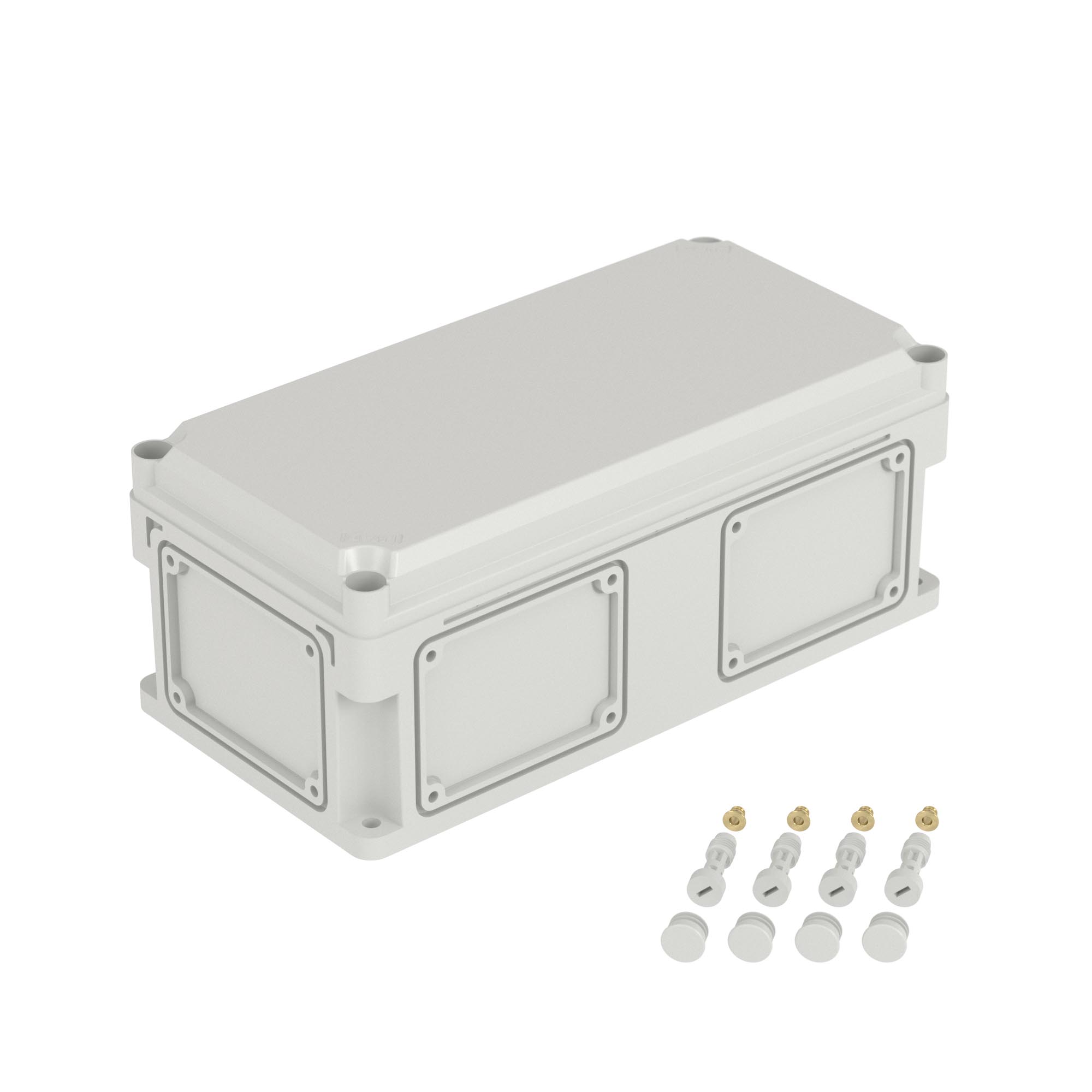 Е10. Корпус 542310 RAM box без МП 400х200х160 мм, с фланцами, непрозрачная крышка высотой 35  (ДКС)