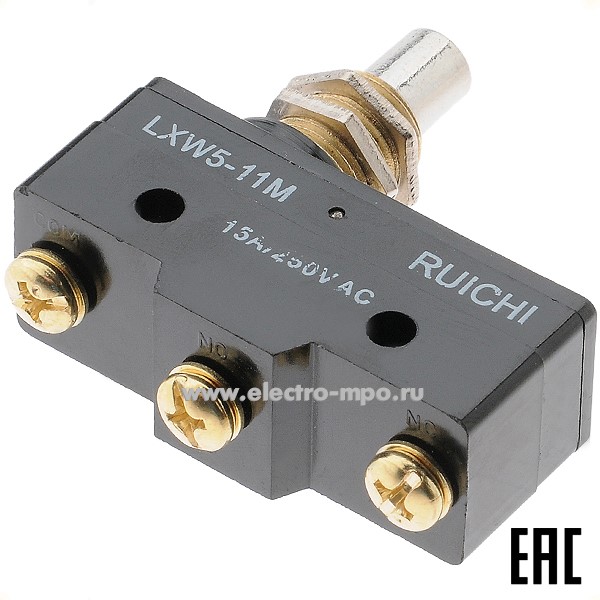 А6671. Микропереключатель LXW5-11M 250В 15А 1 перекл. контакт под винт 61775 (Ruichi Китай)