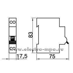 К5319. Автоматический выключатель DX"3" 407736 /1Р+N/ C3А 6,0/10 кА (Legrand)
