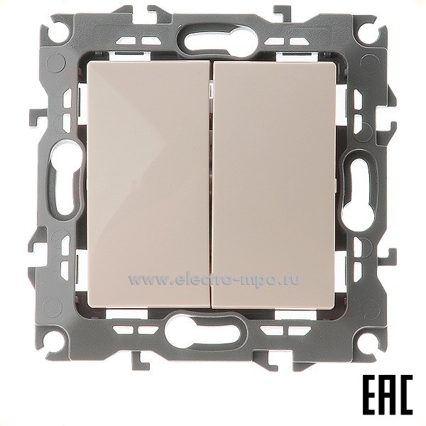 Ю3046. Механизм Эра12 12-1104-02 Б0014646 выключателя 2 кл. с/п слоновая кость (Эра)