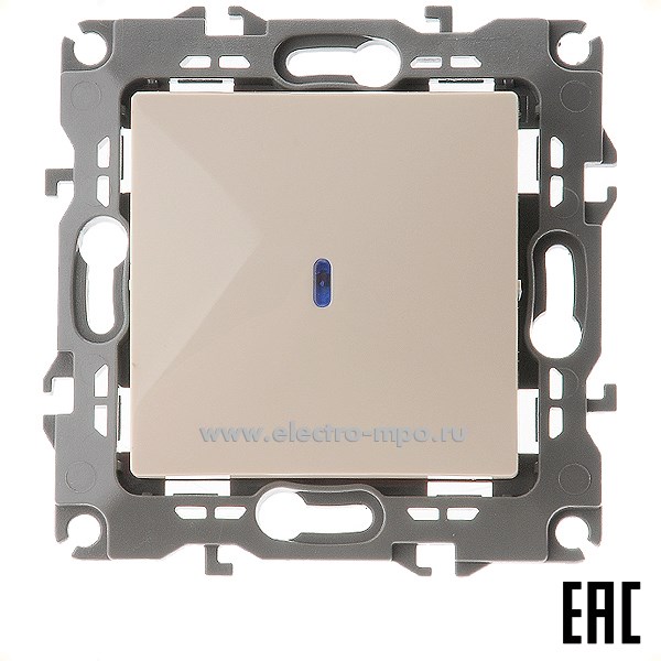 Ю3051. Механизм Эра12 12-1102-02 Б0014634 выключателя с подсветкой 1 кл. с/п слоновая кость (Эра)