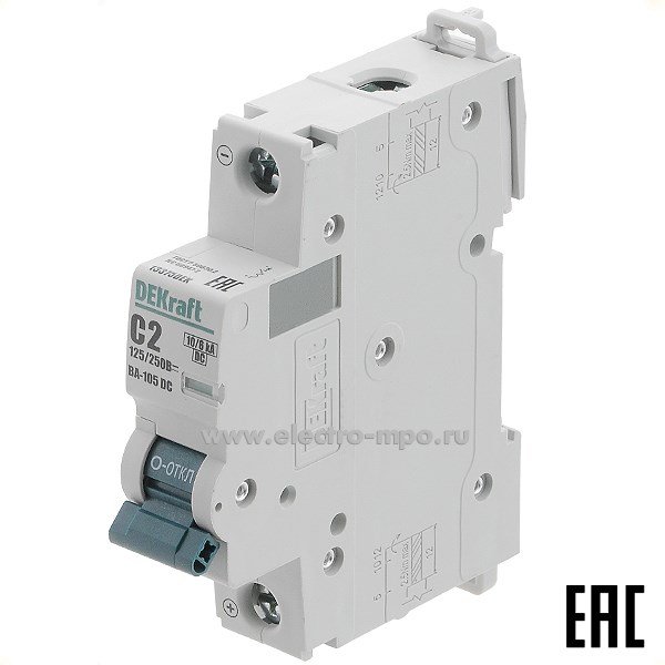 К8005. Автоматический выключатель ВА105-DC 13378DEK C10А/1п/ 10кА на Din-рейку (DEKraft)
