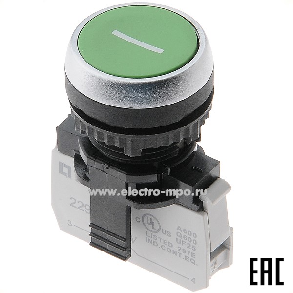 К9006. Выключатель кнопочный 023709 зеленый 1з без фиксации с маркировкой "I" (Legrand)