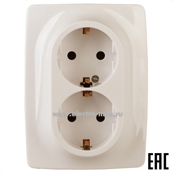 Ю3061. Розетка Эра12 12-2108-02 Б0036443 "евро" двойная со шторк. безвинт. зажимы с/п слоновая кость (Эра)