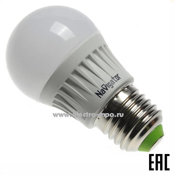 Л16. Лампа 7Вт 61245 NLL-G45-7-230-6.5K-Е27 595Лм 6500К светодиодная "шарик"  дневной свет (Navigator)