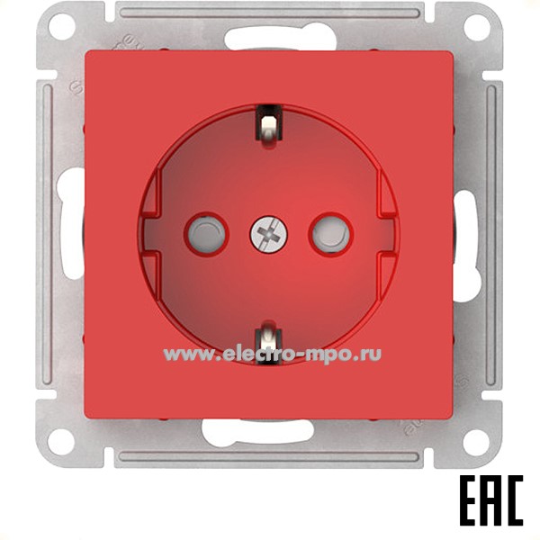 Ю52. Механизм AtlasDesign ATN002045S розетки "евро" со шторками безвинт. зажим. с/п красный (SE)