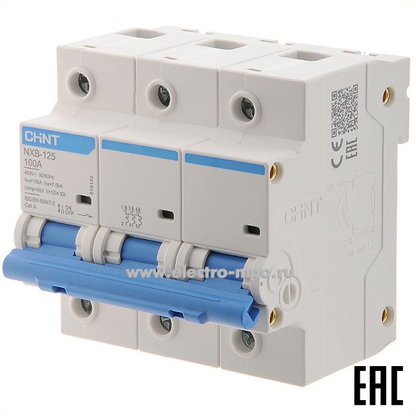 К9687. Автоматический выключатель NXB-125  816142 /3P/ D100A  10 кА (CHINT)