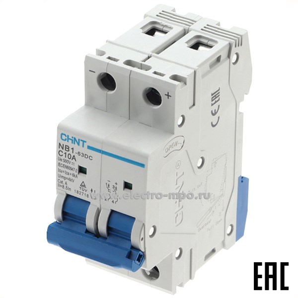 К8073. Автоматический выключатель 182723  NB1-63DC C32А/2п/ 6кА на Din-рейку (CHINT)