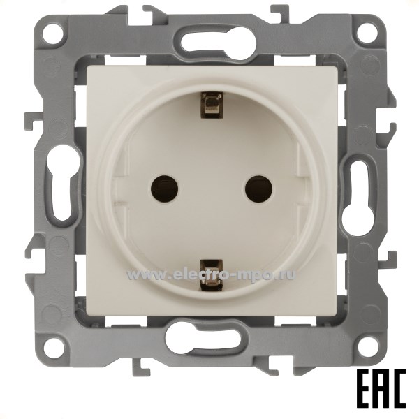 Ю3055. Механизм Эра12 12-2111-02 Б0029237 розетки "евро" винт. зажим с/п слоновая кость (Эра)