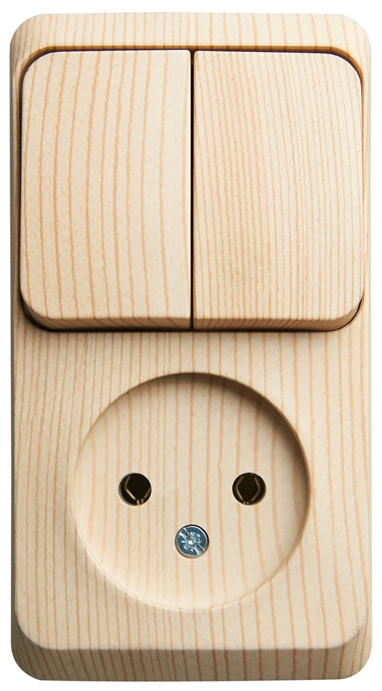 Ю49. Блок Этюд BPA16-205D (выкл. 2 кл.+роз.) о/п "сосна" (Systeme Electric)