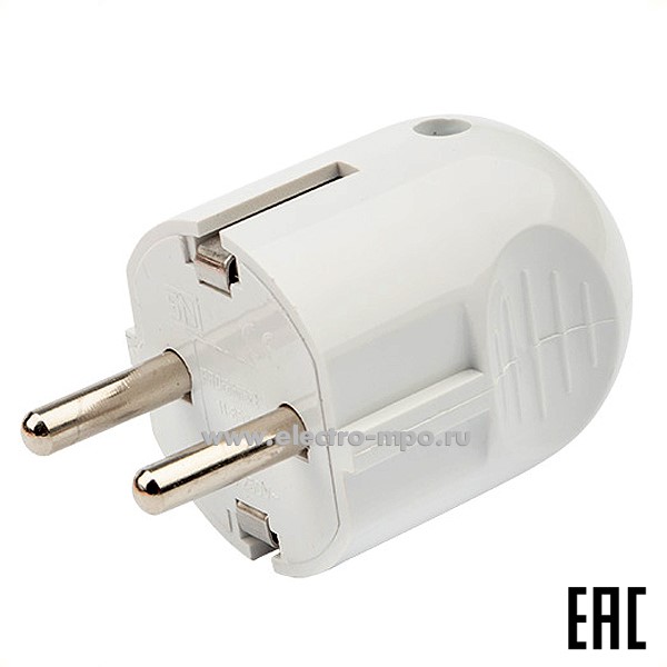 Р38. Вилка 16-0732 Евро прямая с з/к 16А белая (Rexant)