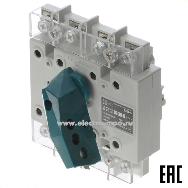 Б4533. Рубильник ВР-101 40024DEK 100А 4 полюса на монтажную плату (DEKraft)