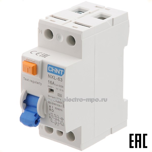 К9794. Устройство защитного отключения NХL-63  280715 (тип А) 16А-30мА 240В 1P+N 6кА (CHINT)