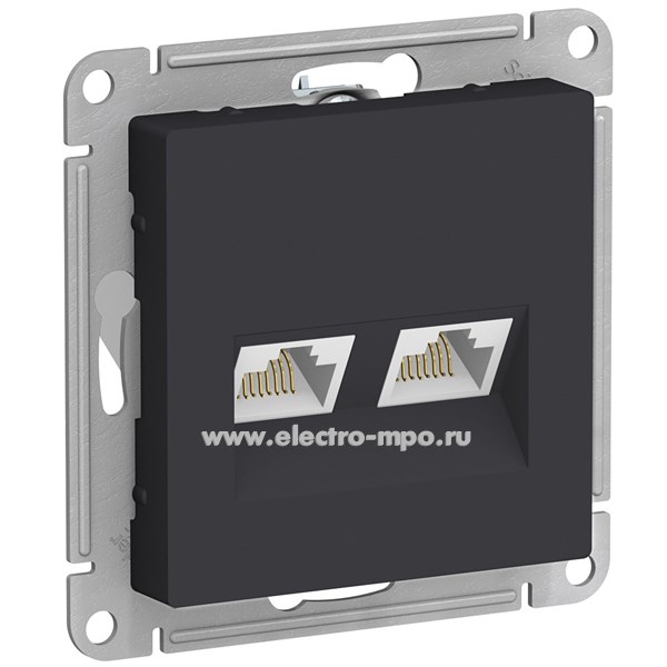 Ю4296. Механизм AtlasDesign ATN001085 розетки компьютерной 2 входа RJ45 5е с/п карбон (Systeme)