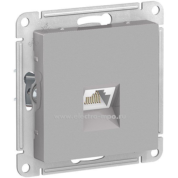 Ю4191. Механизм AtlasDesign ATN000386 розетки компьютерной RJ45 6А с/п алюминий (Systeme Electr