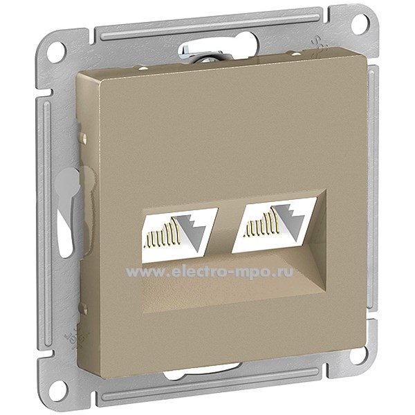 Ю4195. Механизм AtlasDesign ATN000585 розетки компьютерной 2 входа RJ45 5е с/п шампань (Systeme Elect