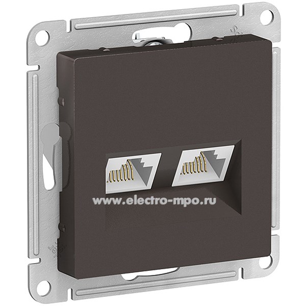 Ю4295. Механизм AtlasDesign ATN000685 розетки компьютерной 2 входа RJ45 5е с/п мокко (Systeme)