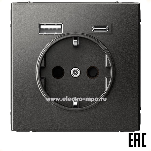 Р2969. Механизм ArtGallery GAL000632 розетки "евр" + 2хUSB тип А, С с/п мокко (Systeme Electric)