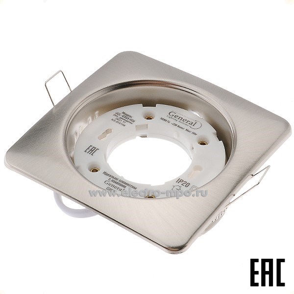 С4123. Светильник 661202 GCL-GX53-H38-SN 220В GX53 квадрат встраиваемый сатин-никель IP20 (General)