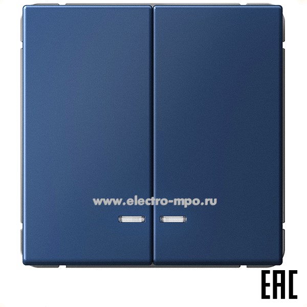 Р3003. Механизм ArtGallery GAL001153 выключателя 2 кл. с/п с подсветкой аквамарин (Systeme Electric)