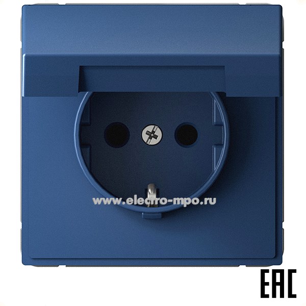 Р3015. Механизм ArtGallery GAL001146 розетки "евр" со шторками и крышкой с/п аквамарин (Systeme Electric)