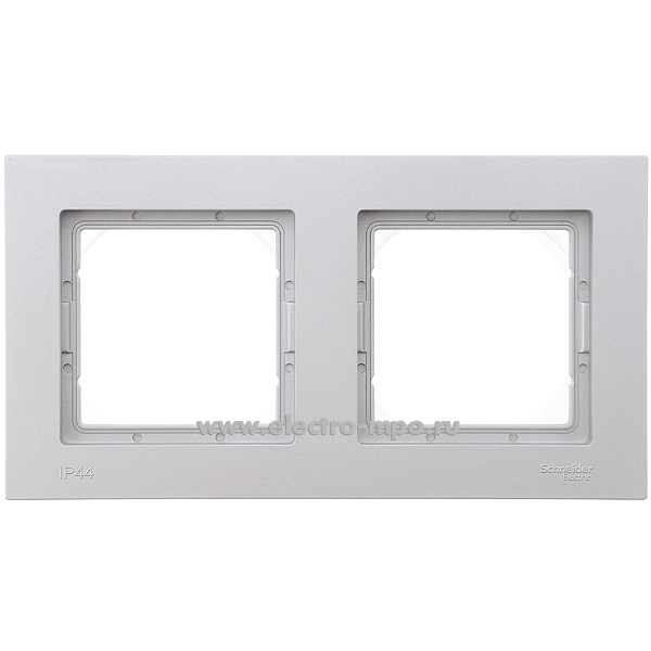 Ю4185. Рамка-2 AtlasDesign Aqua ATN440302 универсальная IP44 алюминий (Systeme Electric)