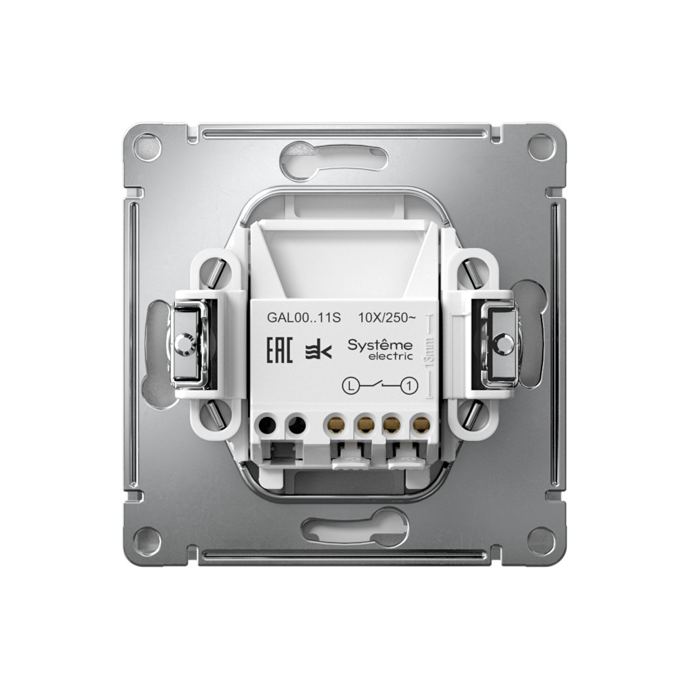 Р34. Механизм ArtGallery GAL000311S выключателя 1 кл. безвинт. зажим с/п алюминий (Systeme Electric)