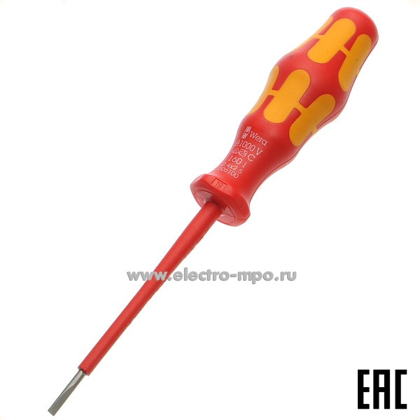 И0101. Отвертка WE-006100 2,5х80мм до 1000В (Wera)
