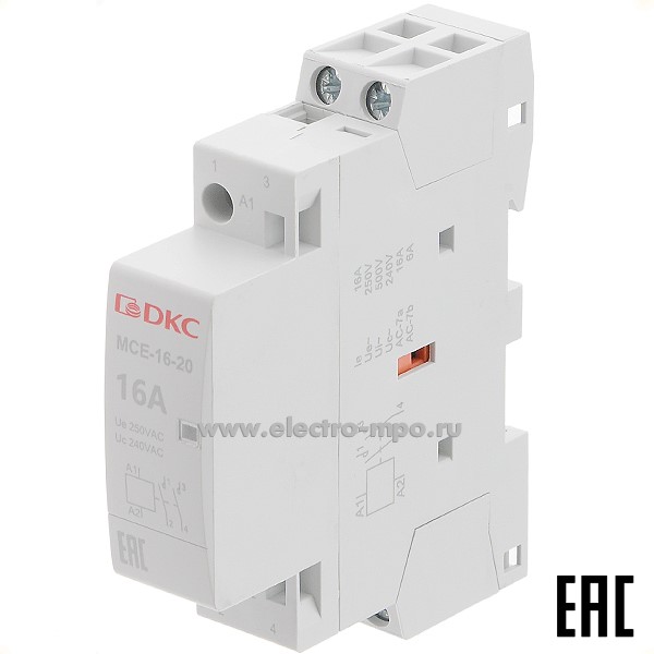 К5780. Контактор модульный MCE-16-20-A240 16А 240В 2з на Din-рейку (ДКС)