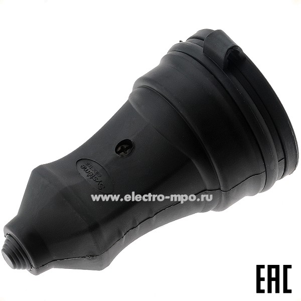 Р6693. Розетка MST4002BK "евр" 2К+З 16А 250В кабельная каучуковая черная IP44 (Systeme Electric)