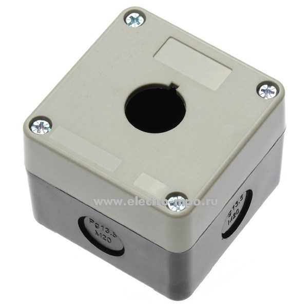 А5164. Корпус кнопочного поста PB-BK01G 1 пост пластмассовый черно-серый без кнопок IP65 (Plastim)