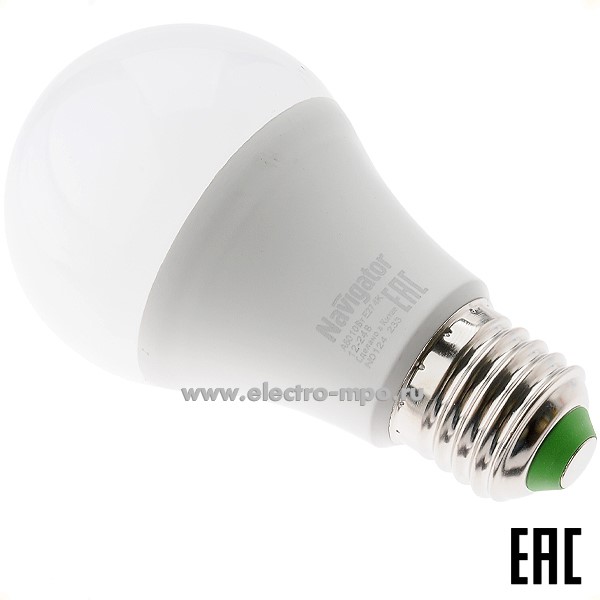 Л0712. Лампа 10Вт 61475 NLL-A60-10-12/24-4K-E27 4000К 12-24В AC/DC светодиод. "груша" х/б свет (Navigator)