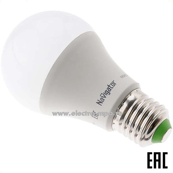 Л0713. Лампа 10Вт 61476 NLL-A60-10-24/48-4K-E27 4000К 24-48В AC/DC светодиод. "груша" х/б свет (Navigator)