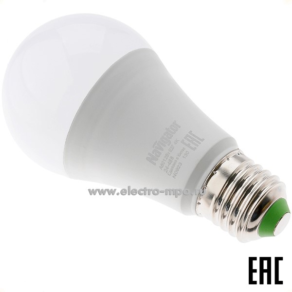 Л0715. Лампа 12Вт 61478 NLL-A60-12-24/48-4K-E27 4000К 24-48В AC/DC светодиод. "груша" х/б свет (Navigator)