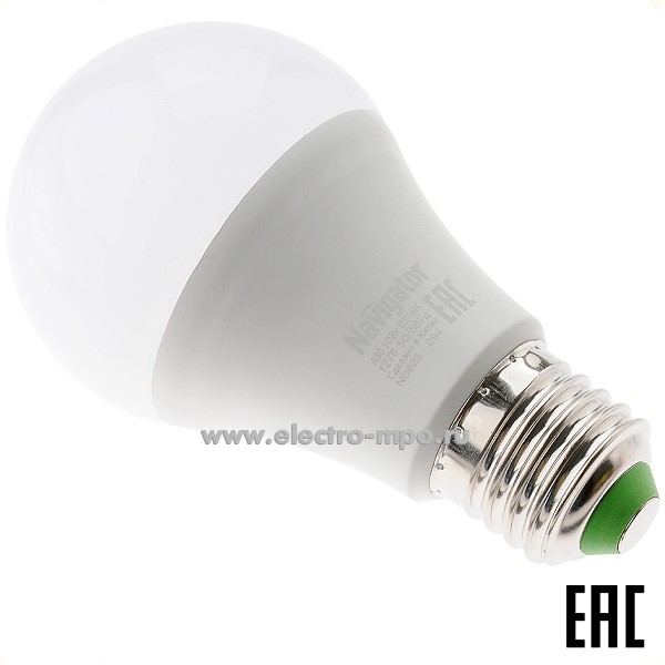 Л0716. Лампа 10Вт 61664 NLL-A60-10-127-4K-E27 800Лм 4000К 127В LED "груша" х/б свет (Navigator)