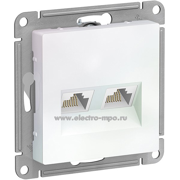 Ю47. Механизм AtlasDesign ATN000485 розетки компьютерной 2 входа RJ45 5е с/п жемчуг (Systeme Electric)