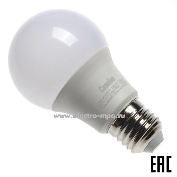 Л0209. Лампа 9Вт LED9-A60/830/E27 220В 745Лм 3000К светодиодная "груша" тёплый белый свет (Camelion)