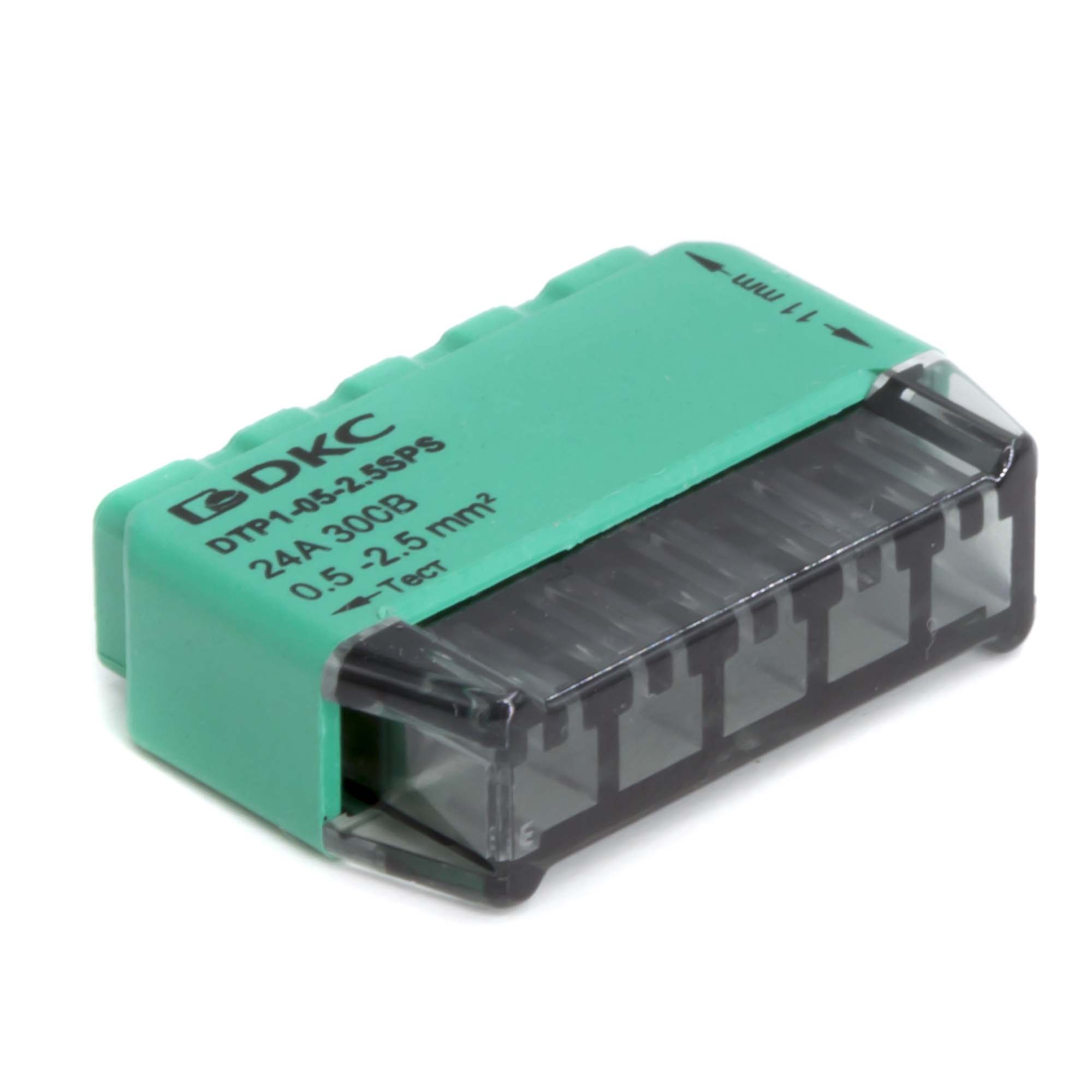 Э16. Клеммная DTP1-05-2.5SPS колодка на 5 проводников до 2,5 кв. мм. на токи до 24А (ДКС)