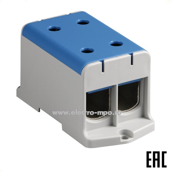 Б6932. Клемма КЕ69.2(R) винтовая синяя 1 полюс на 4 проводника 35-240мм2 425А 800В ширина 64мм (Ensto)