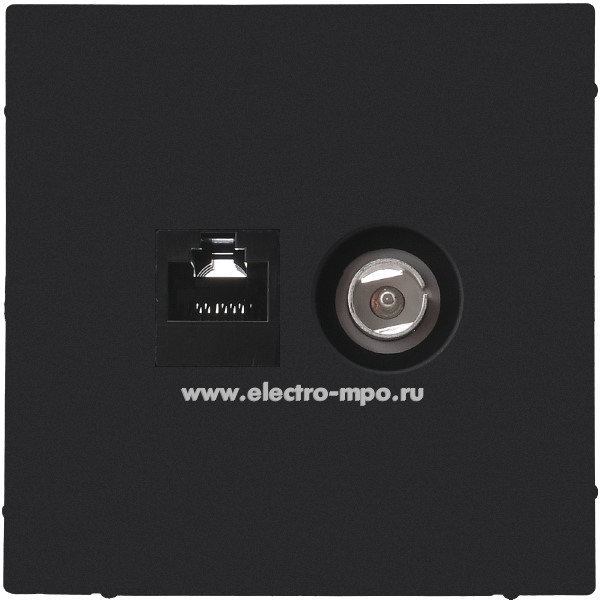 Р3225. Механизм ArtGallery GAL001089 TV розетки + RJ45 5е с/п карбон (Systeme Electric)