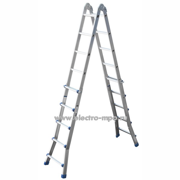 В6132. Лестница ТТ45 шарнирная телескопическая алюминиевая (Алюмет)